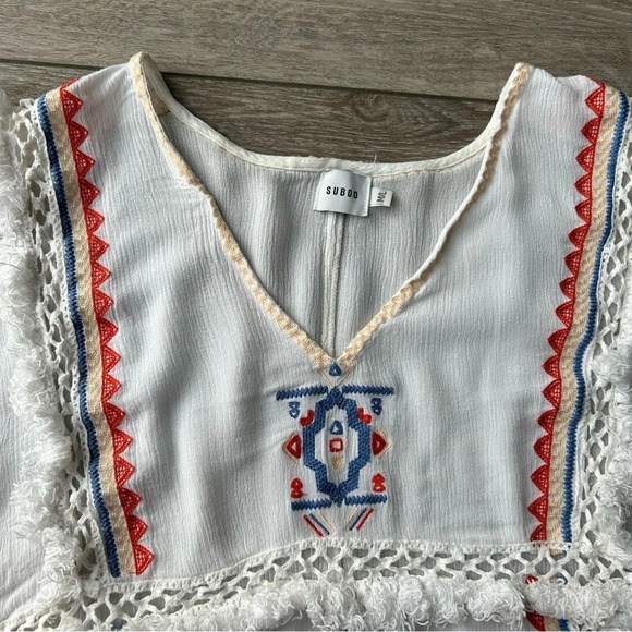 Australian Designer Suboo Embroidered Boho Blouse With Fringe - Picture 5 of 13